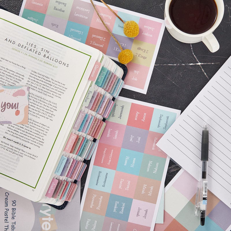 BRYTEFY Cream Pastel Bible Tabs, Laminated Bible Tabs for Women and Girl, 90 Bible Tabs Old and New Testament, Includes 24 Blank Tabs, Bible Journaling Supplies, Bible Book Tabs, Christian Gift - Image 2