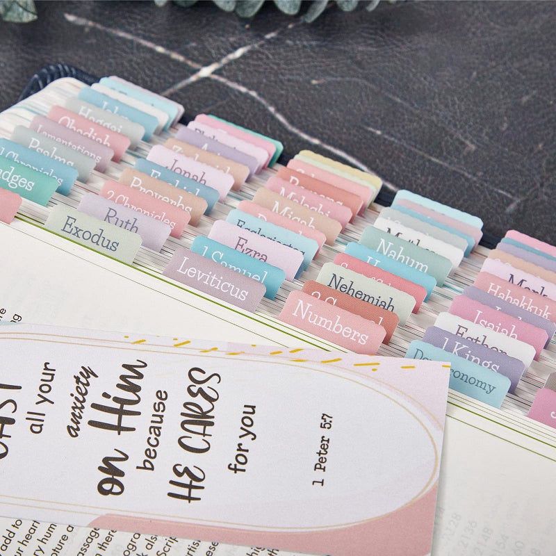 BRYTEFY Cream Pastel Bible Tabs, Laminated Bible Tabs for Women and Girl, 90 Bible Tabs Old and New Testament, Includes 24 Blank Tabs, Bible Journaling Supplies, Bible Book Tabs, Christian Gift - Image 5