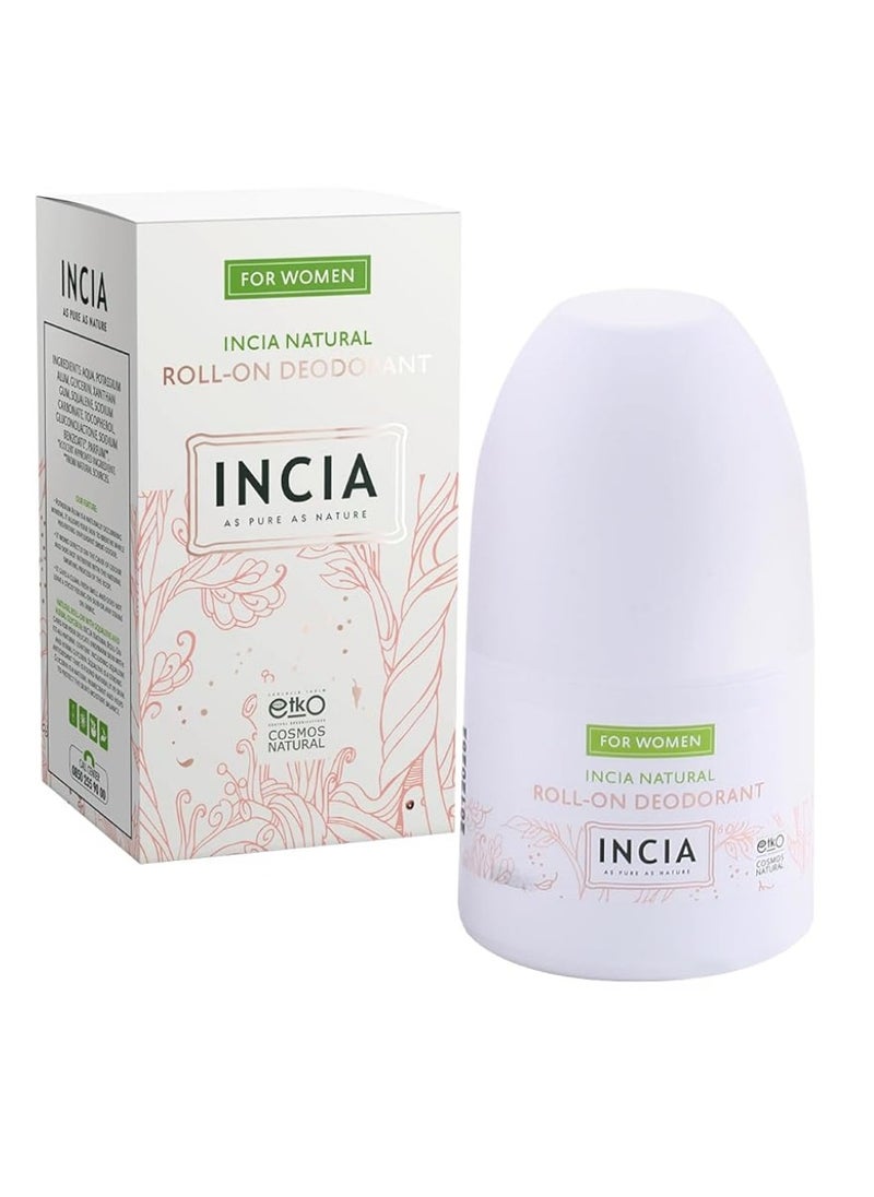 INCIA - INCIA Natural Roll-On Deodorant for Women – Aluminum-Free, No Stains, Long-Lasting Freshness – 50ml - Image 1