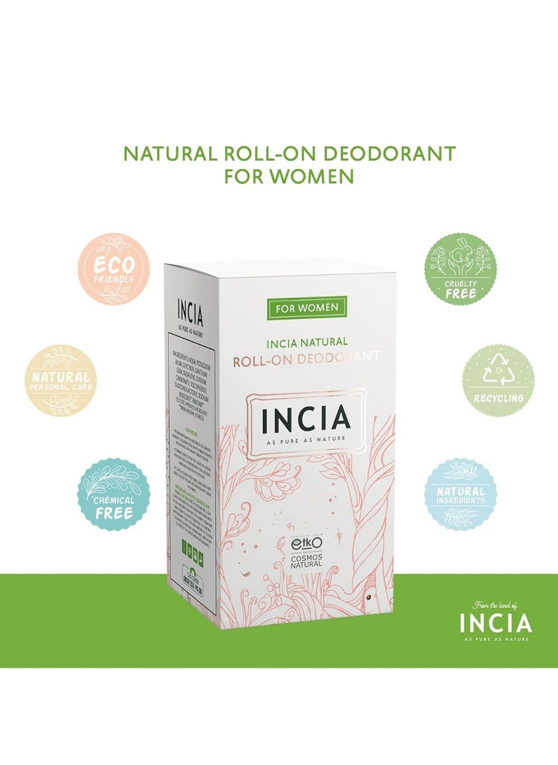 INCIA - INCIA Natural Roll-On Deodorant for Women – Aluminum-Free, No Stains, Long-Lasting Freshness – 50ml - Image 1
