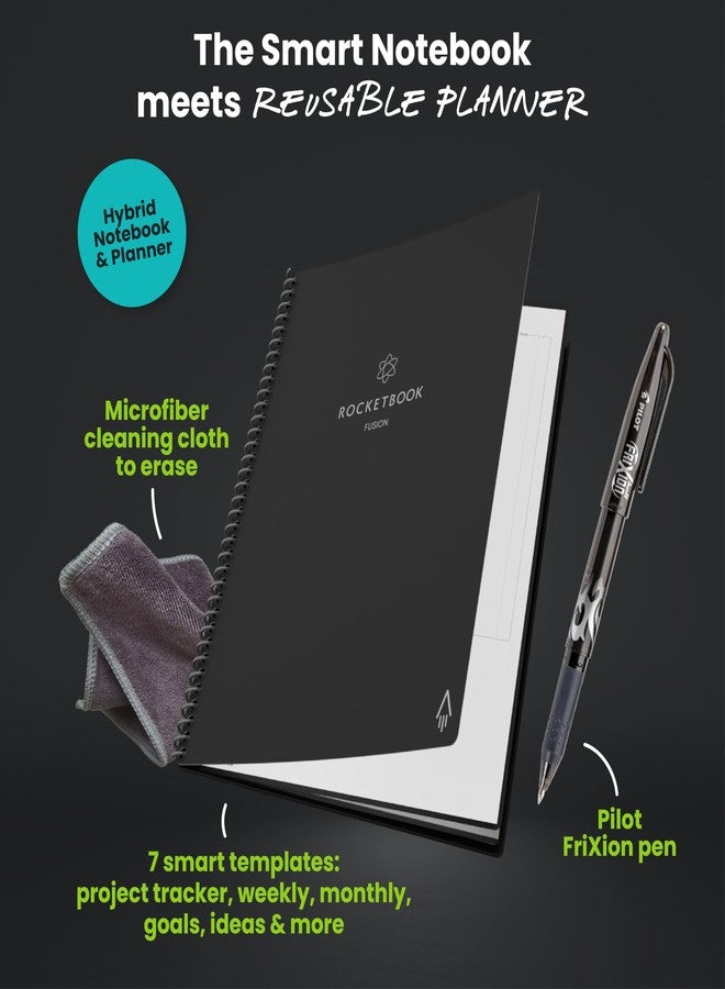 Rocketbook Fusion Smart Reusable Notebook - Calendar, To-Do Lists, and Note Template Pages with 1 Pilot Frixion Pen & 1 Microfiber Cloth Included - Infinity Black Cover, Letter Size (8.5" x 11") - Image 4