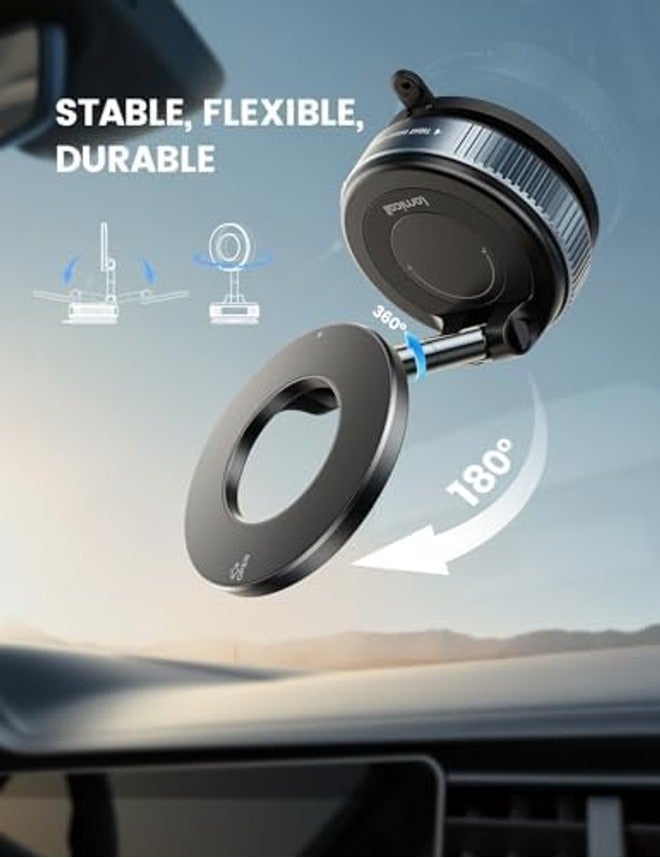 Lamicall Car Phone Holder - 70lbs Vacuum Suction, 20X Mag Safe, Foldable Magnetic Mount for iPhone & More - Image 5