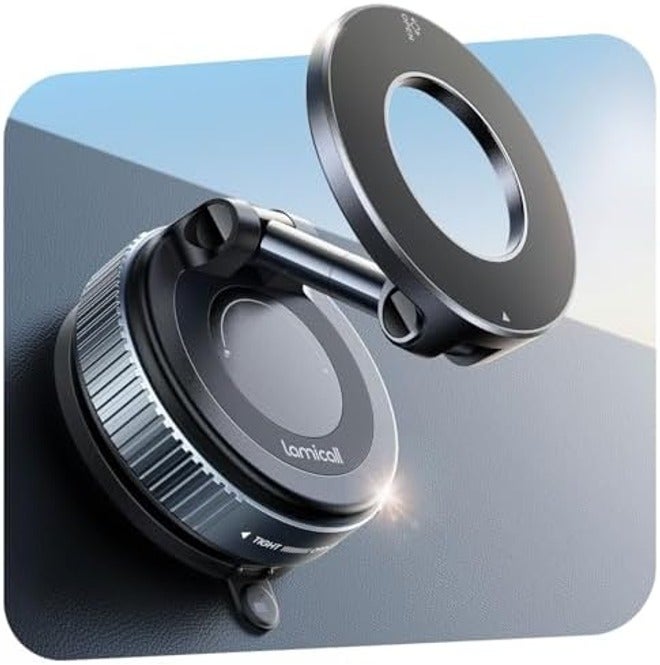 Lamicall Car Phone Holder - 70lbs Vacuum Suction, 20X Mag Safe, Foldable Magnetic Mount for iPhone & More - Image 2