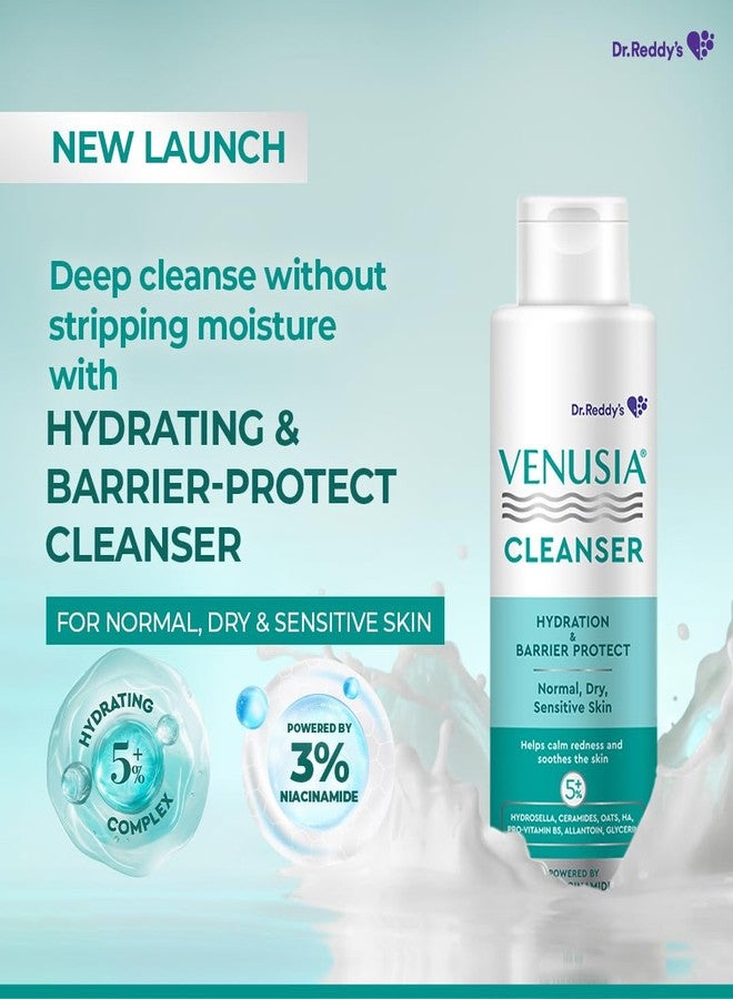 Venusia Hydrating & Barrier Protect Cleanser | With Ceramides, Hyaluronic Acid, Niacinamide, Pro-Vitamin B5 | For Normal, Dry, and Sensitive Skin | PAMAS free | Skin-friendly Ph | 125 ml | From the House of No.1 Dermatologist Recommended Moisturiser - Image 2