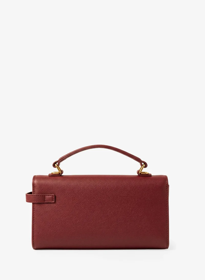 ايلا Burgundy With Gold Accent Top Handle And Strap Satchel