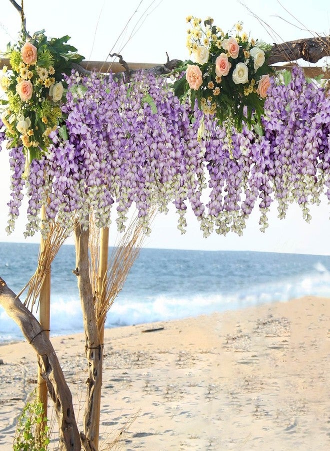 IBWell 3 Strands 40 inch Purple Fake Wisteria Hanging Flowers Wall Flowers Fake Purple Flowers Wisteria Flowers Purple Faux Flowers Artificial Wisteria for Flower Arrangements - Image 4