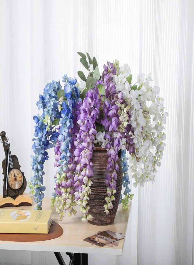 IBWell 3 Strands 40 inch Purple Fake Wisteria Hanging Flowers Wall Flowers Fake Purple Flowers Wisteria Flowers Purple Faux Flowers Artificial Wisteria for Flower Arrangements - Image 5