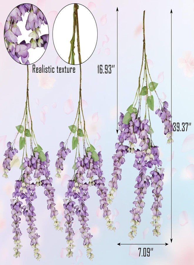 IBWell 3 Strands 40 inch Purple Fake Wisteria Hanging Flowers Wall Flowers Fake Purple Flowers Wisteria Flowers Purple Faux Flowers Artificial Wisteria for Flower Arrangements - Image 2