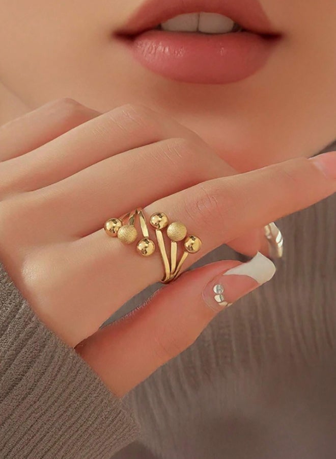 The Black Pearl Accessories Golden Stainless Steel Ring Size 7  - Image 2