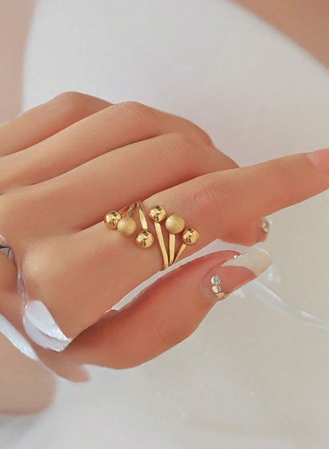 The Black Pearl Accessories Golden Stainless Steel Ring Size 7  - Image 4