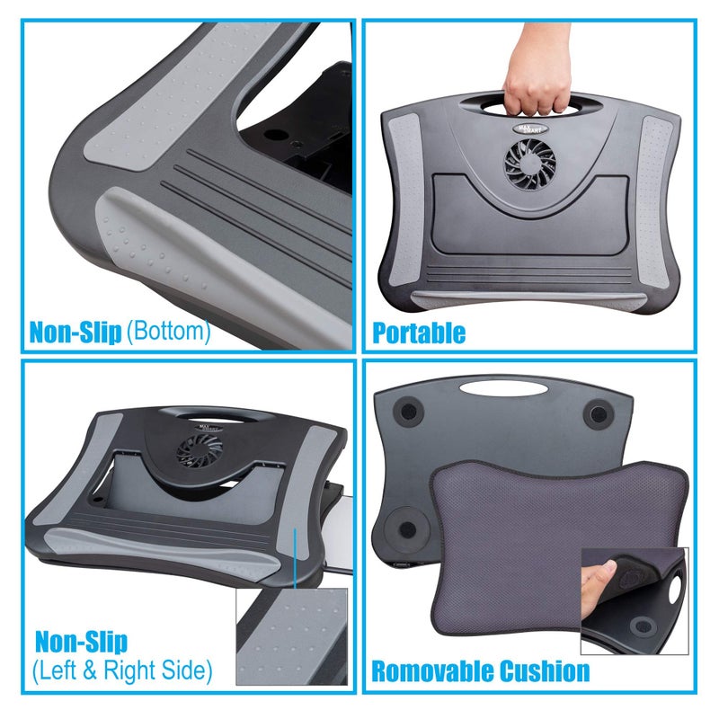 MAX SMART Laptop Lap Pad Laptop Stand with Attached Mouse Pad, Cushion and USB Cooling Fan, Non-Slip Heat Shield Tablet Computer Stand for Sturdy Work Station for Home, Office, Bed Sofa, Couch and Car - Image 5