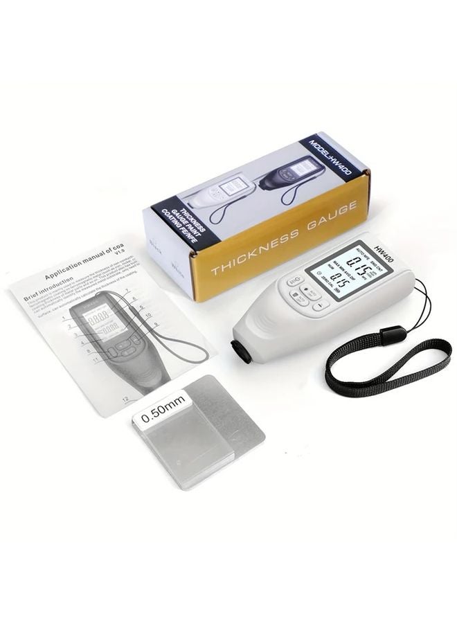White HW400 Car Coating Thickness Gauge Auto Manual LCD Display 0 2000um - Image 1