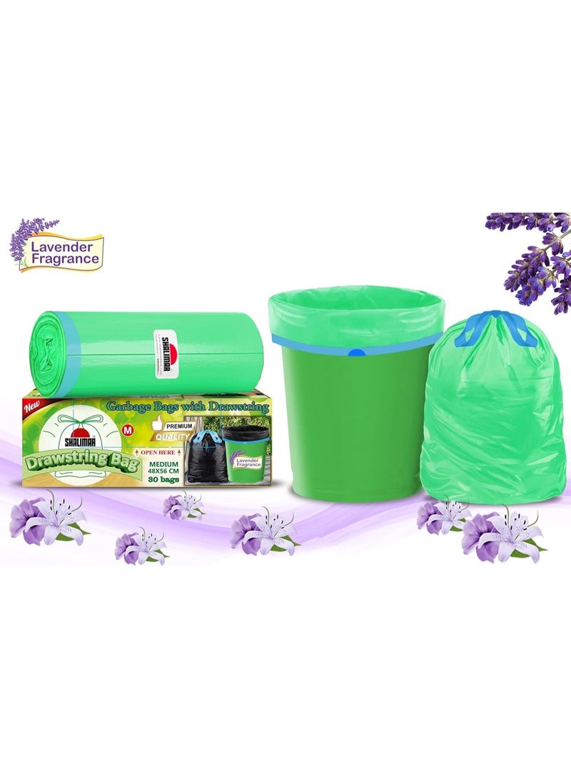 شاليمار أكياس قمامة شاليمار بريميوم OXO قابلة للتحلل – بسحب الحبل، تحتوي على 60 كيس مع رائحة اللافندر، مضادة للتسرب، لأغراض سلة القمامة/النفايات، بحجم 152 × 206 سم، تناسب صناديق 10 إلى 12 جالون، باللون الأخضر - Image 4