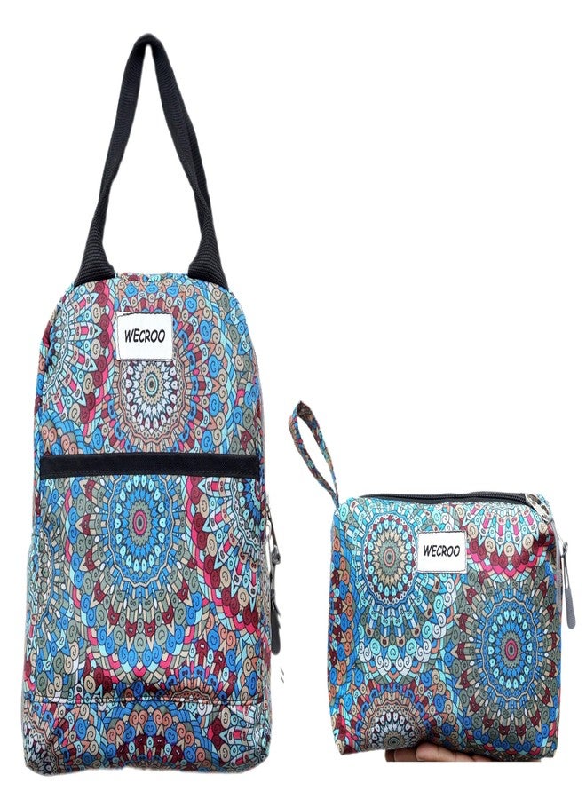 WECROO Insulated Lunch Bag Set with Matching Pouch, Tiffin Bag for Organizer Storage Lunch Box Portable and Reusable Bag (Multicolor Jaipuri Print) - Image 1