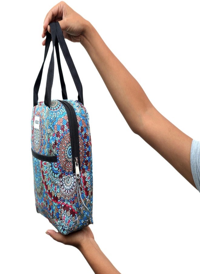 WECROO Insulated Lunch Bag Set with Matching Pouch, Tiffin Bag for Organizer Storage Lunch Box Portable and Reusable Bag (Multicolor Jaipuri Print) - Image 5