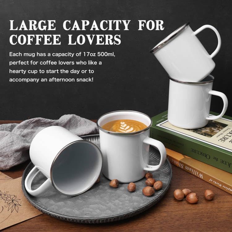 MAIKESUB 16oz Sublimation Enamel Mug Silver Rim Travel | 6 pcs 16oz sublimation blank enamel mug, silver rim, camping/travel/coffee, gift for holidays - Image 4
