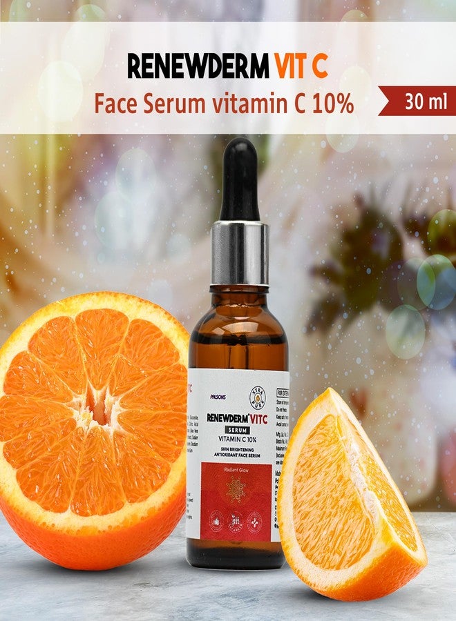 RENEWDERM سيروم رينيوديرم بفيتامين سي لتفتيح البشرة ومضادات الأكسدة مع فيتامين سي 10% | يقلل البقع الداكنة | لبشرة متألقة | مع فيتامين سي، خلاصة الصبار والتوت، 30 مل - Image 2