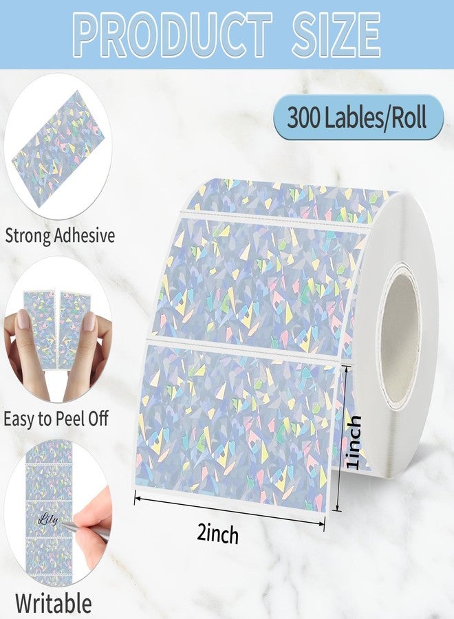 WANGHENG 2''x1'' Holographic Direct Thermal Barcode Labels,Self-Adhesive Thermal Printer Stickers for Address Design DIY Logo Business（Glass） - Image 2