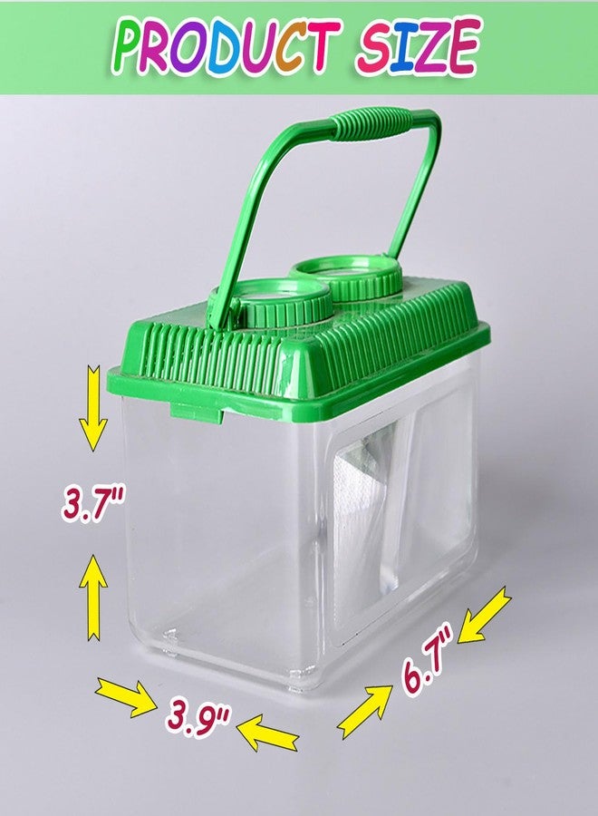 RORANIC Bug Catcher Kit for Kids,Educational Bugnoculars Bug Viewer Container with Tweezers Built in Double 5X Magnifier and Ruler to Catch & Observe Spider Frog Butterfly Fish Silkworm and Reptile (Green) - Image 2