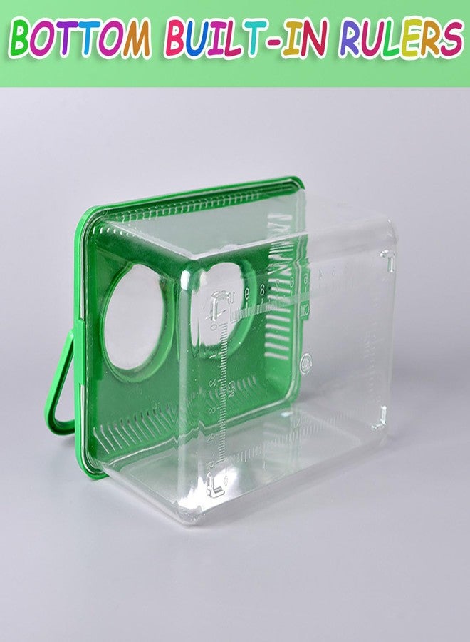 RORANIC Bug Catcher Kit for Kids,Educational Bugnoculars Bug Viewer Container with Tweezers Built in Double 5X Magnifier and Ruler to Catch & Observe Spider Frog Butterfly Fish Silkworm and Reptile (Green) - Image 4