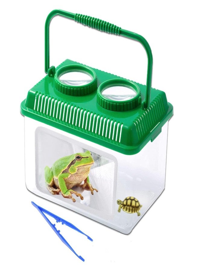 RORANIC Bug Catcher Kit for Kids,Educational Bugnoculars Bug Viewer Container with Tweezers Built in Double 5X Magnifier and Ruler to Catch & Observe Spider Frog Butterfly Fish Silkworm and Reptile (Green) - Image 1