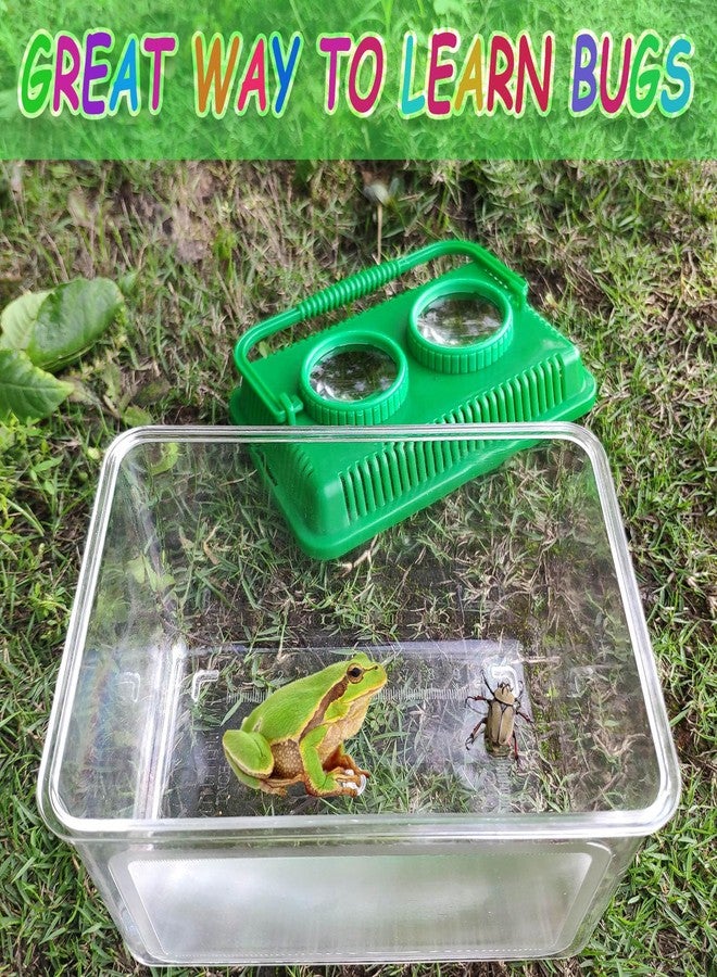 RORANIC Bug Catcher Kit for Kids,Educational Bugnoculars Bug Viewer Container with Tweezers Built in Double 5X Magnifier and Ruler to Catch & Observe Spider Frog Butterfly Fish Silkworm and Reptile (Green) - Image 5