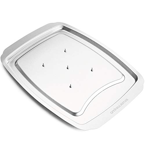 andrew james Stainless Steel Meat Carving Tray with Spikes NonSlip Grip HeavyDuty Carving Board for Meat Poultry  BBQ  Includes Safety Guards  Lipped Rim Carving Tray