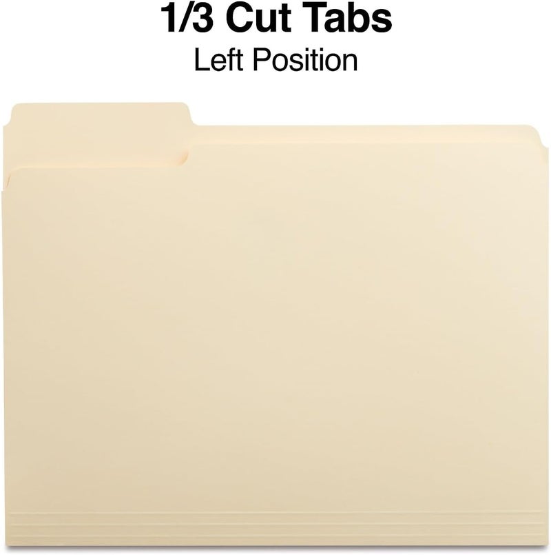 Staples File Folders 13Cut Tab Left Position Letter Size Perfect for Home Office or Classroom 100Pack Manila - Image 3