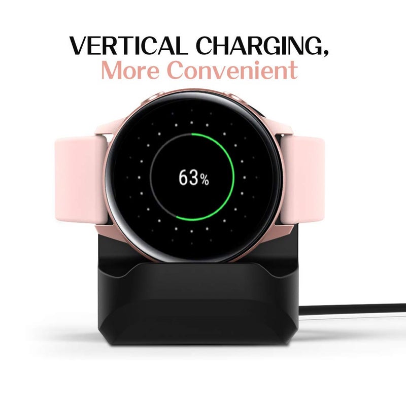 MoKo 2-Pack Charger Stand Compatible with Samsung Galaxy Watch 4,4 Classic/3 41mm,45mm/Active,Active 2 40mm 44mm, Silicone Charging Stand Non-Slip Base Charger Dock Station Holder Bracket - Black - Image 3