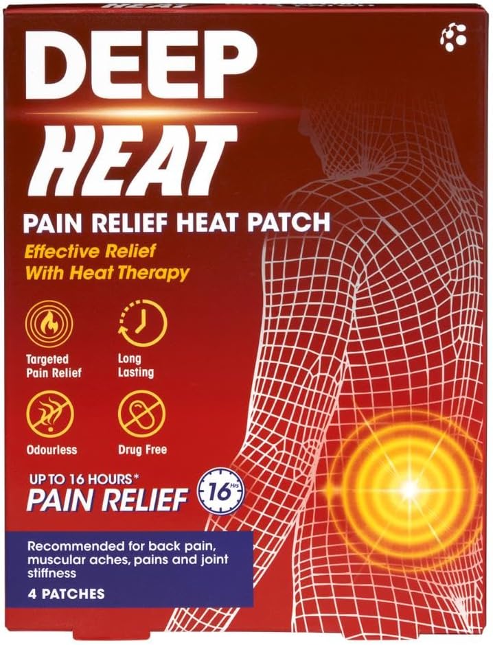 Deep Heat Pain Relief Heat Patch Muscular Aches Pains Joint Stiffness Pack of 4 Patches - Image 1