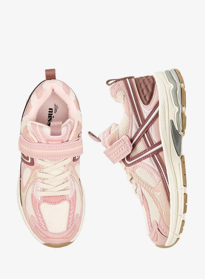 JUNIORS Panelled Sneakers with Hook and Loop Closure