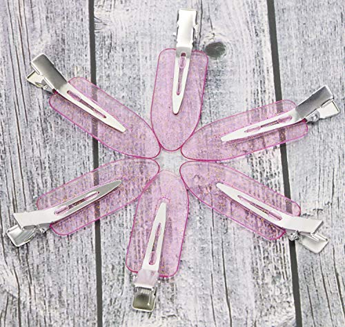Mini Skater 6Pcs No Bend Hair Clip Makeup Pin Curl Clips No Crease Hair Clip for Hairstyle Bangs Waves Styling Hair Salon (Glitter Purple) - Image 2