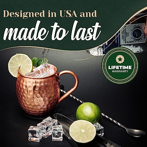 Kitchen Science Moscow Mule Copper Mugs Set of 6 (16oz) | Food Grade 100% Pure Copper Cups | Handcrafted w/Lacquered Hammered Finish, Smooth Rounded Lip, Ergonomic Handle (No Rivet) w/Solid Grip - Image 3