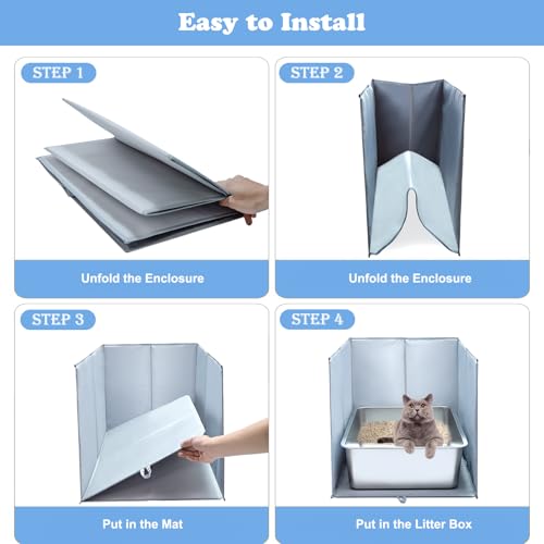 THINMUHAND Cat Litter Box Enclosure with Splash Guard & Anti-Leak Design – Large Litter Pan Shield, Cat Litter Mat Removable & Easy-Clean Surfaces (Size : 24"L×17.5"W×16"H) - Image 4