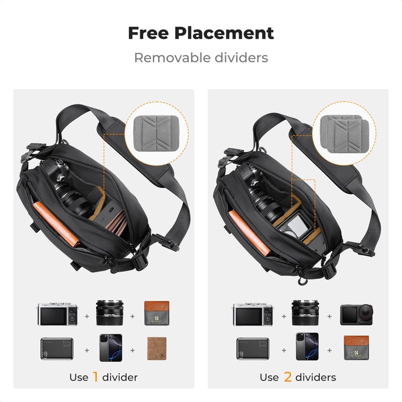 K&F Concept Small Sling Bag Everyday Shoulder Bag & Multifunction Photography Compact Crossbody Camera DSLR Portable Bag - Image 3