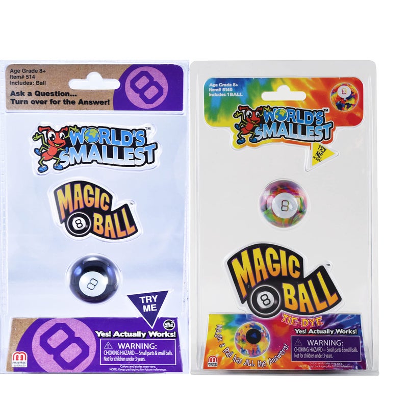 Worlds Smallest Magic 8 Ball Bundle Set of 2 - Black and Tie Dye - Image 1