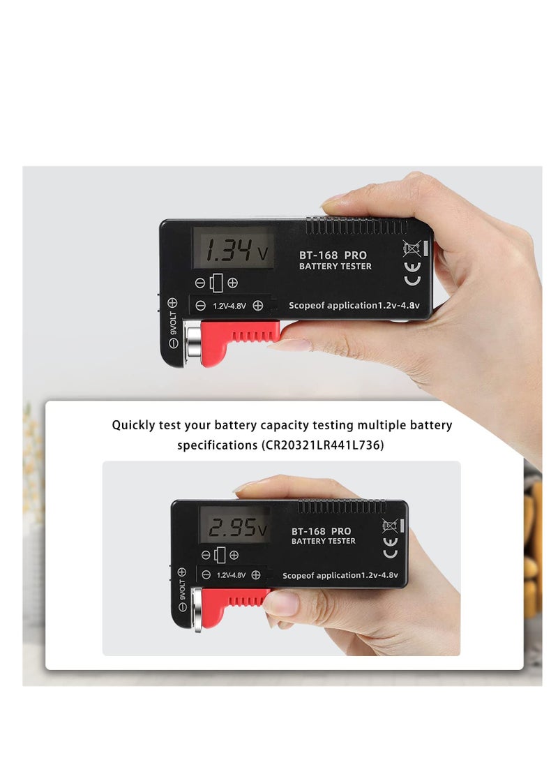 Excefore - Battery Tester, 168PRO Digital LCD Battery Tester, 3 PCS Digital Battery Capacity Tester, for AA AAA C D 1.5V 3.7V 1.2~4.8V 9V Button Cell Batteries - Image 1