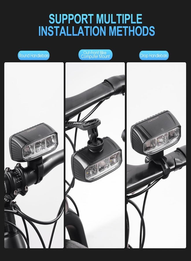 ACRUNU Super Bright LED Bike Light Bar for E-Bike - 1200 Lumens with High/Low Beam, 5 Modes, USB-C Rechargeable, Universal Mount for Mountain/Road Bikes & Out Front Mount (Black, Large) - Image 4