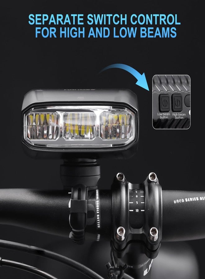 ACRUNU Super Bright LED Bike Light Bar for E-Bike - 1200 Lumens with High/Low Beam, 5 Modes, USB-C Rechargeable, Universal Mount for Mountain/Road Bikes & Out Front Mount (Black, Large) - Image 3