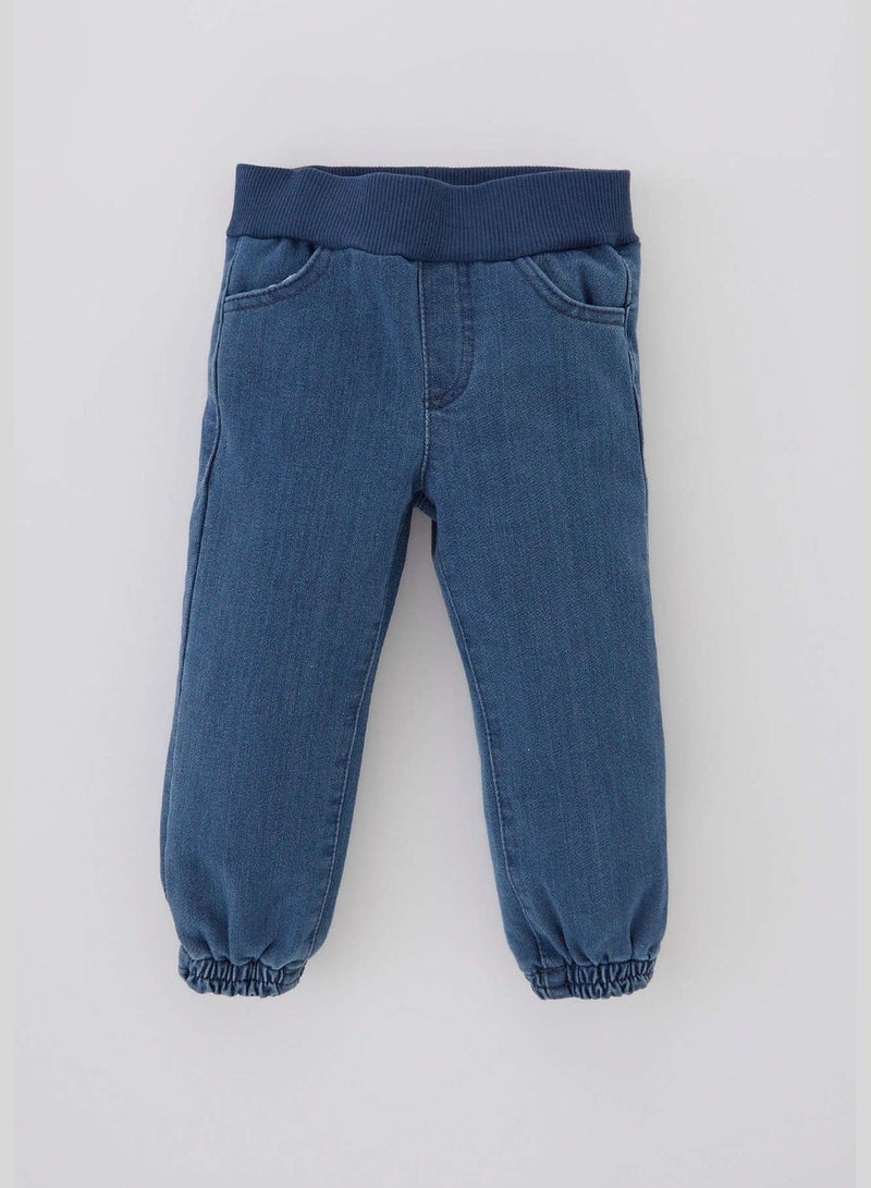 DeFacto BabyGirl Jogger Fit Frill Neck Denim Trousers - Image 1