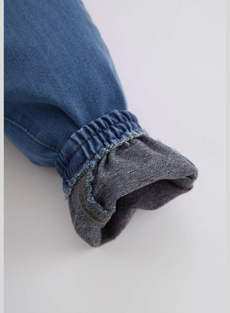 DeFacto BabyGirl Jogger Fit Frill Neck Denim Trousers - Image 4