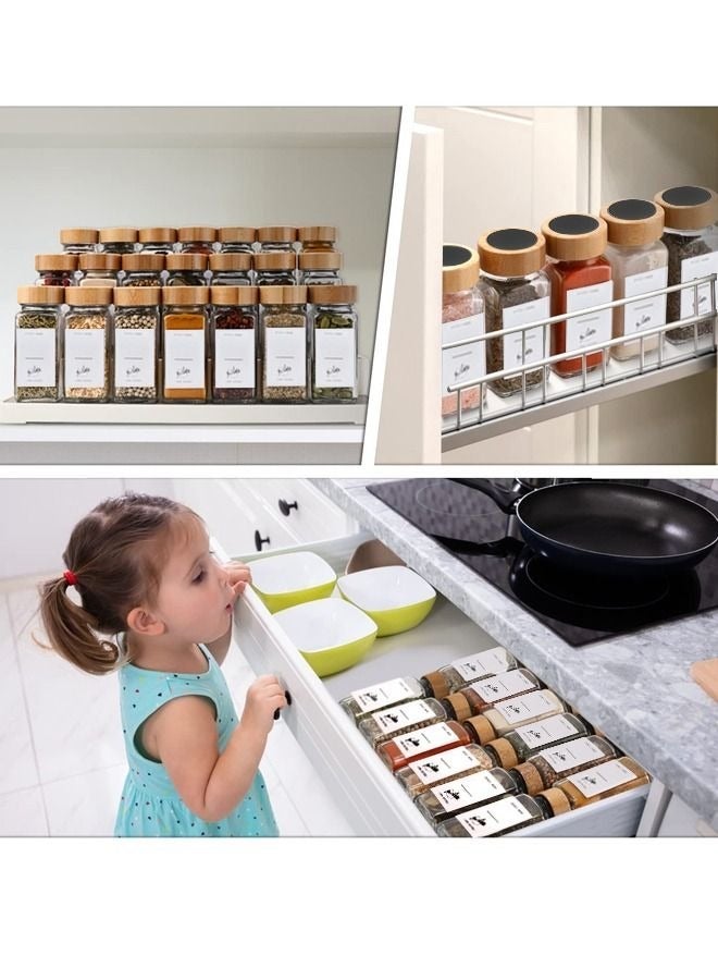 CAMELMALL 24 Pack Glass Jars with Bamboo Lids – 120ml Airtight Spice Jars Set, Includes Extra Labels & Pen, for Kitchen Organization, Coffee, Nuts, Candy, Herbs, Dry Food Storage - Image 3