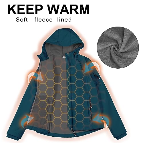 33,000ft Women's Softshell Jacket, Fleece Lined Warm Jacket Light Hooded Windproof Coat for Outdoor Hiking - Image 3