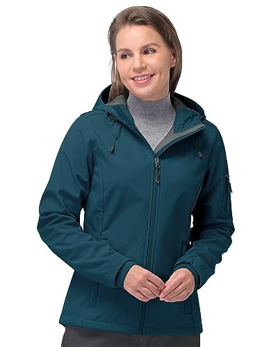 33,000ft Women's Softshell Jacket, Fleece Lined Warm Jacket Light Hooded Windproof Coat for Outdoor Hiking - Image 1