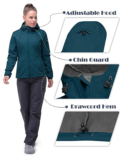 33,000ft Women's Softshell Jacket, Fleece Lined Warm Jacket Light Hooded Windproof Coat for Outdoor Hiking - Image 5