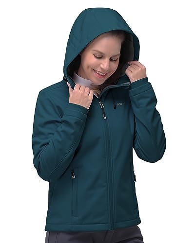 33,000ft Women's Softshell Jacket, Fleece Lined Warm Jacket Light Hooded Windproof Coat for Outdoor Hiking - Image 2