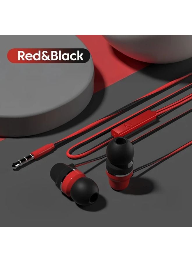Red Black 3.5mm Wired Headphones with Microphone Bass Stereo Earbuds In Line Control for Xiaomi Phones Sports - Image 1