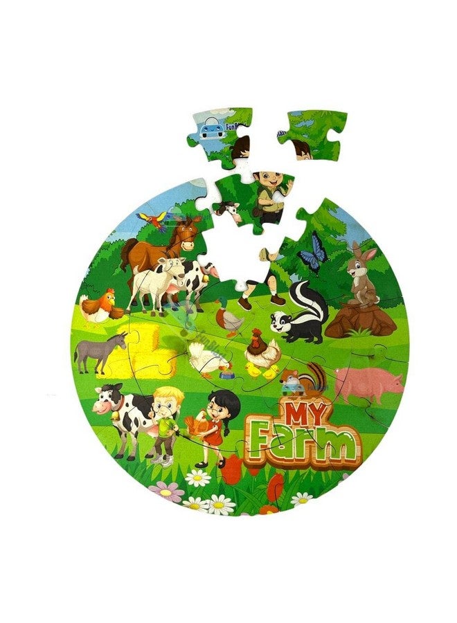 فنبلاست أحجية الصور المقطوعة لحيوانات المزرعة من فن بلاست للأطفال - 28 قطعة أحجية صور مقطوعة خشبية بدون ورق، أحجية صور مقطوعة دائرية للأطفال، أحجيات صور مقطوعة خشبية يمكنك صنعها بنفسك للأولاد والبنات من سن 4 سنوات فما فوق - Image 3