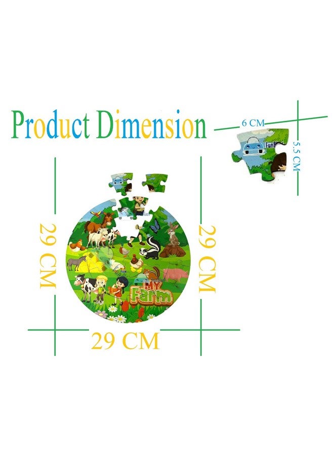 فنبلاست أحجية الصور المقطوعة لحيوانات المزرعة من فن بلاست للأطفال - 28 قطعة أحجية صور مقطوعة خشبية بدون ورق، أحجية صور مقطوعة دائرية للأطفال، أحجيات صور مقطوعة خشبية يمكنك صنعها بنفسك للأولاد والبنات من سن 4 سنوات فما فوق - Image 2