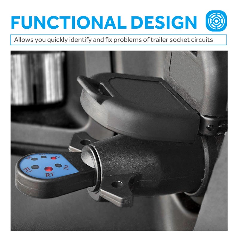 MICTUNING 7 Way Blade Trailer Connector Tester with Red LEDs - Image 2